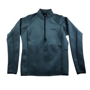 Columbia Titanium Mens Blue Grey Quarter Zip Grid Fleece Pullover AO5057 Medium